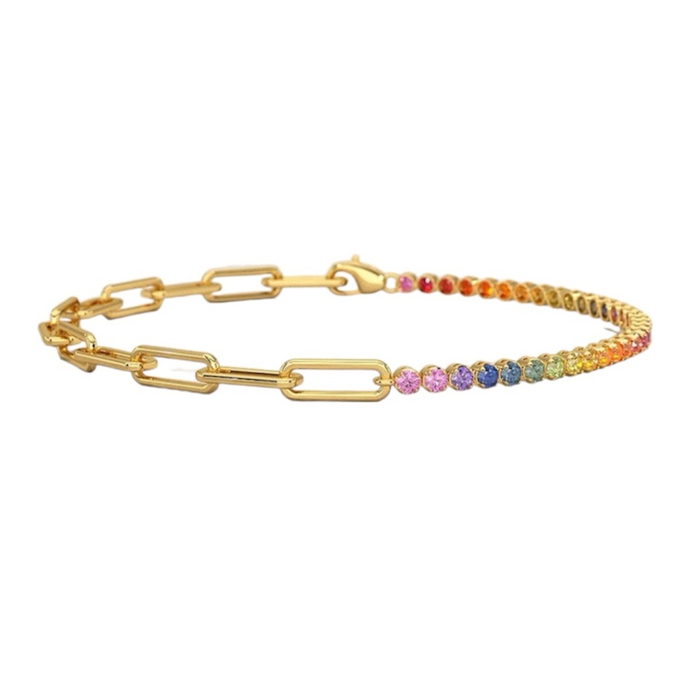 Rainbow Sapphire Paperclip Bracelet Only!
